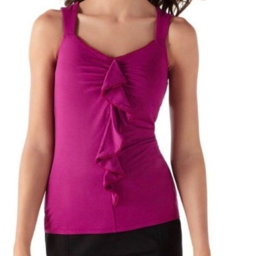 2/$30 White House Black Market Ruffle Tank Top Magenta 8 #A0054